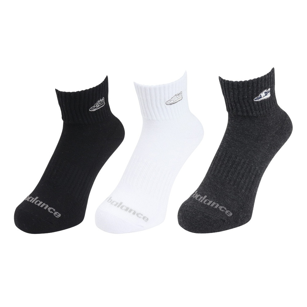 ニューバランス（new balance）（メンズ）ソックス ミッドレングス 3足組 M-LLサイズ Wappen LAS55658AS1 新年度 新学期 新調 部活 学生 衣替え