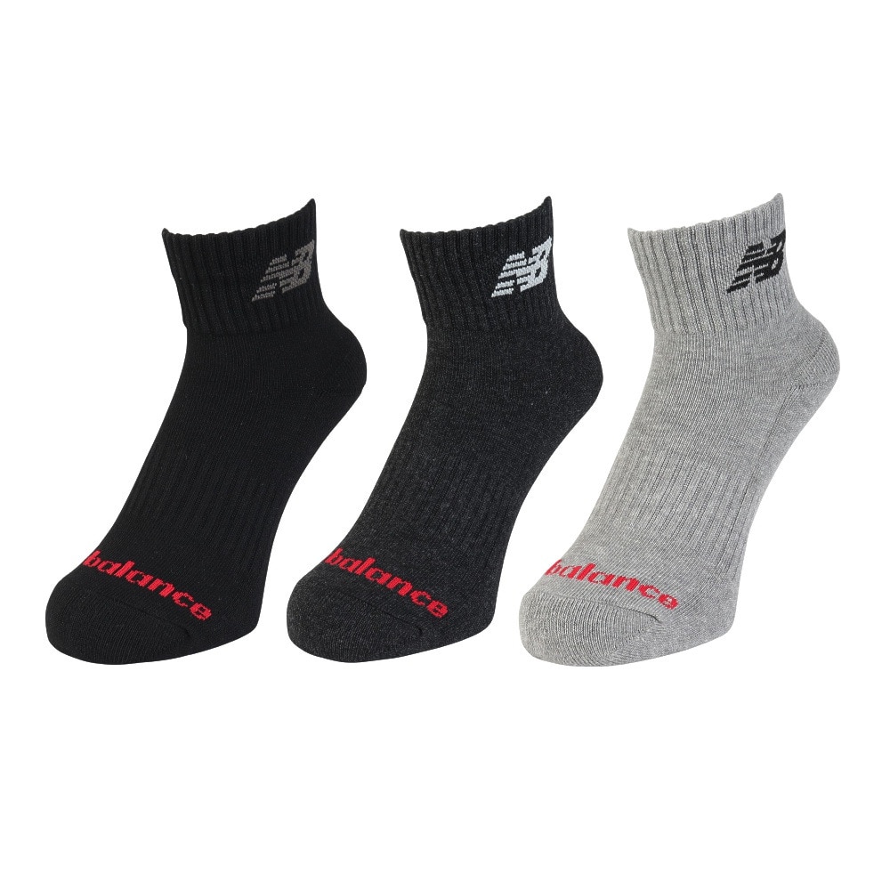 ニューバランス（new balance）（メンズ、レディース）ソックス ミッドレングス 3足組 LAS55637AS1