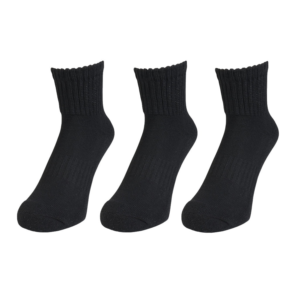 その他ブランド（OTHER BRAND）（メンズ）ヒートクロス アンクルソックス 3足組 ゆったり 894CO5GSA0082 BLK