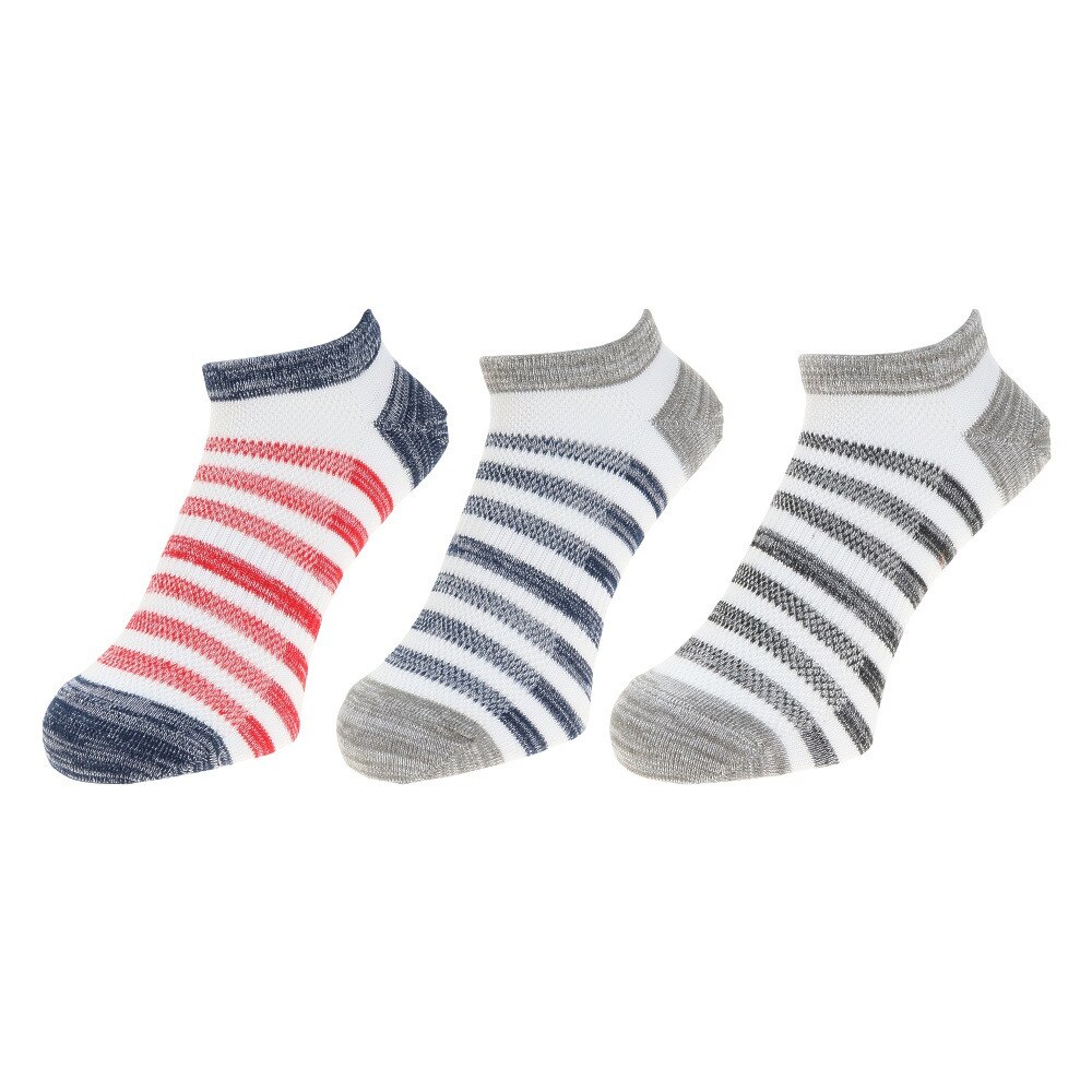 ノーブランド（NO BRAND）（メンズ）甲メッシュボーダーSI ソックス 3足組 894NN2OK4683GRY