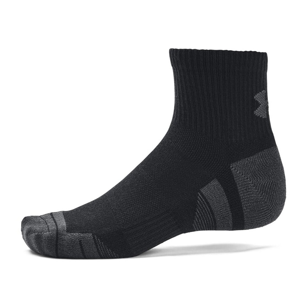 アンダーアーマー（UNDER ARMOUR）（メンズ）パフォーマンステック クオーター ソックス 3足組 1379510 001 黒