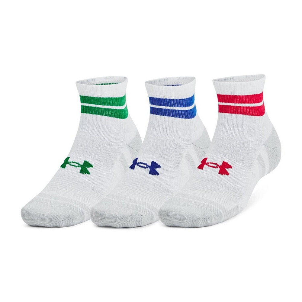 アンダーアーマー（UNDER ARMOUR）（メンズ、レディース）パフォーマンステック ノベルティ クオーター ソックス 3足組 1382943 102 白