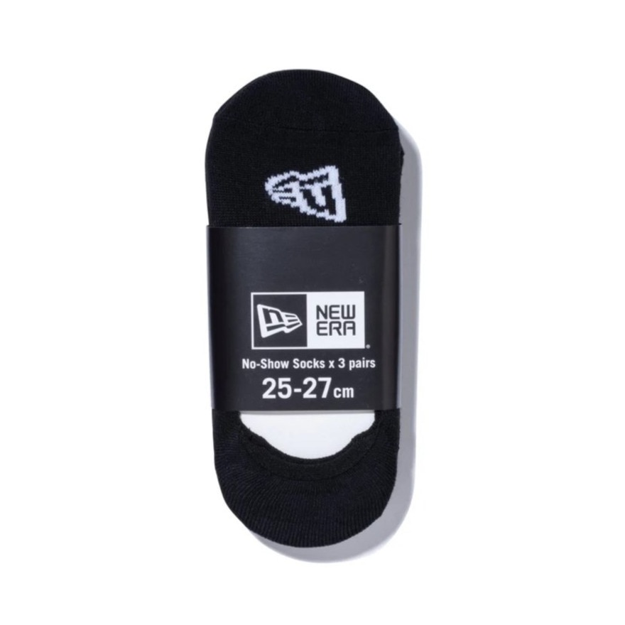 ニューエラ（NEW ERA）（メンズ、レディース、キッズ）ソックス ノーショー 3足組 黒  21-29cm 14518175 3足ソックス ノーショータイプ 学校 部活 新調