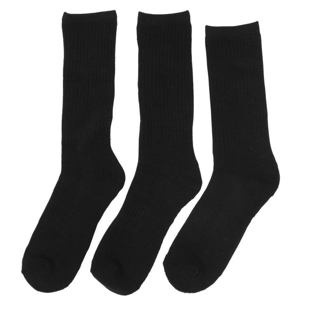 ノーブランド（NO BRAND）（メンズ）ヒートクロス 3足組 パイルソックス 25.0～28.0cm 894NN2OK0417 BLK