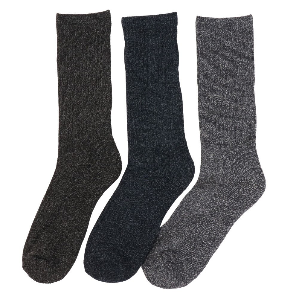 ノーブランド（NO BRAND）（メンズ）ヒートクロス 3足組 パイルソックス 25.0～28.0cm 894NN2OK0417 GRY