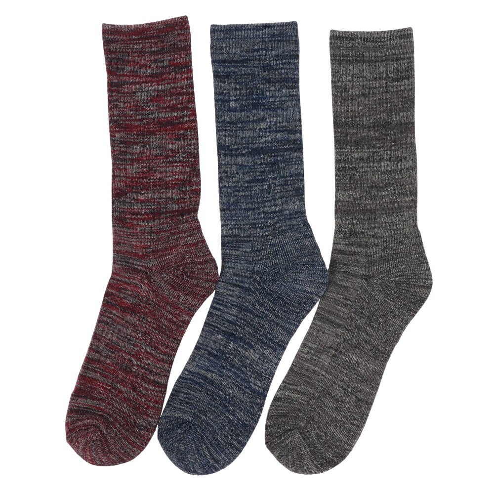 ノーブランド（NO BRAND）（メンズ）ヒートクロス 3足組 パイルソックス 25.0～28.0cm 894NN2OK0417 RED