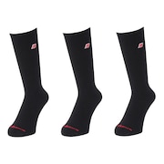 (メンズ、レディース)靴下 パッチロゴ クルーソックス 黒 M-LLサイズ 3足組 LAS51263BK スト系 私服 新調 衣替え 運動