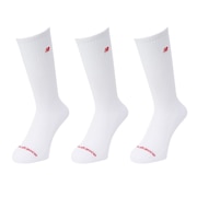(メンズ、レディース)靴下 パッチロゴ クルーソックス 3足組 M-LLサイズ LAS51263WT スト系 私服 新調 衣替え 運動