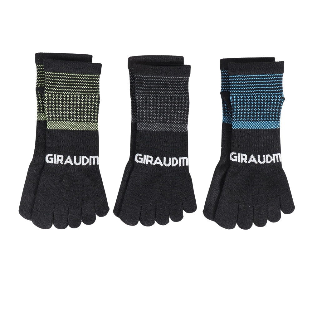 ジローム（GIRAUDM）（メンズ）クール 5本指ソックス 3足組 25～28cm YELBLUGRY SK4S0207-WA894-GRYW