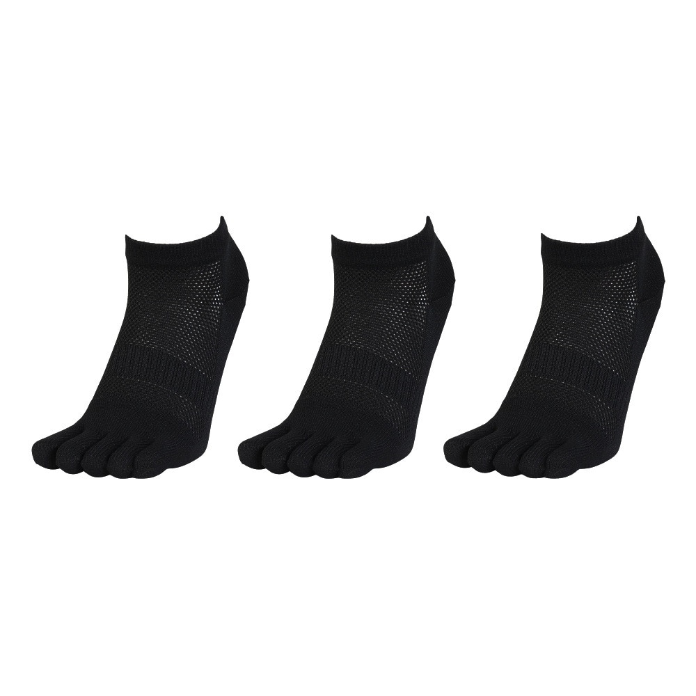 クー（Coo.）（メンズ）靴下 冷感 HM 5指ソックス 3足組 黒 25-28センチ 894CO5GSA0023 BLK 吸汗速乾 接触冷感 シンプル カジュアル 新調 新学期 新生活