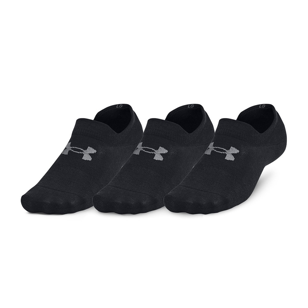 アンダーアーマー（UNDER ARMOUR）（メンズ、レディース）エッセンシャル ウルトラロー タブ ソックス 3足組 1382613 001 黒