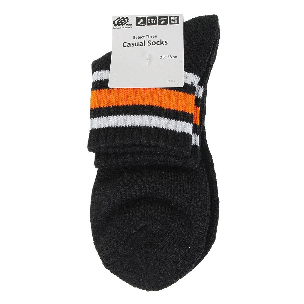 クー（Coo.）（メンズ）ラインソックス BLK-OR 894Q3OK0067 BLK