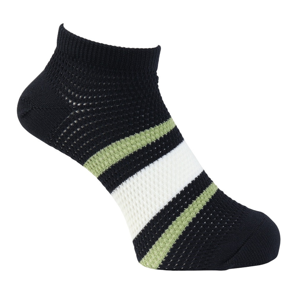 ヤックパック（YAK PAK）（メンズ）靴下 刺繍ライン SNK アンクルソックス 黒 25-27センチ 34E15500S 抗菌防臭 メッシュ おしゃれ 普段使い