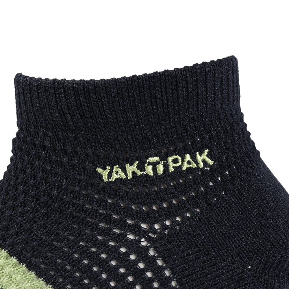 ヤックパック（YAK PAK）（メンズ）靴下 刺繍ライン SNK アンクルソックス 黒 25-27センチ 34E15500S 抗菌防臭 メッシュ おしゃれ 普段使い