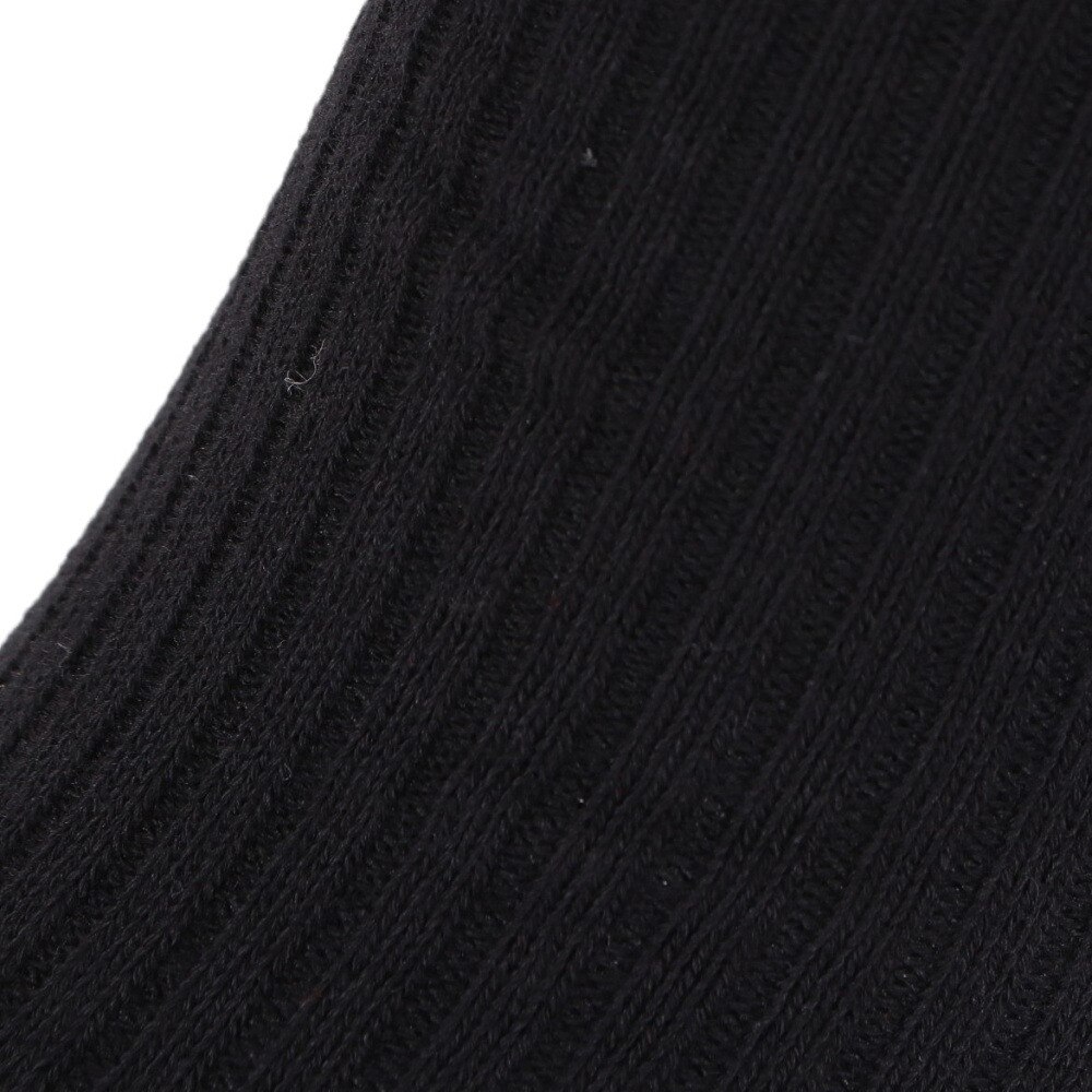 福助（メンズ）ふくらし ゆるピ丈 無地 リブ クルー丈 ソックス 37752W BLK