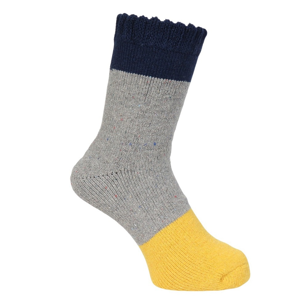 福助（メンズ）ルームソックス WARM HOME バイカラー クルー丈 3FR02W GRY 25cm