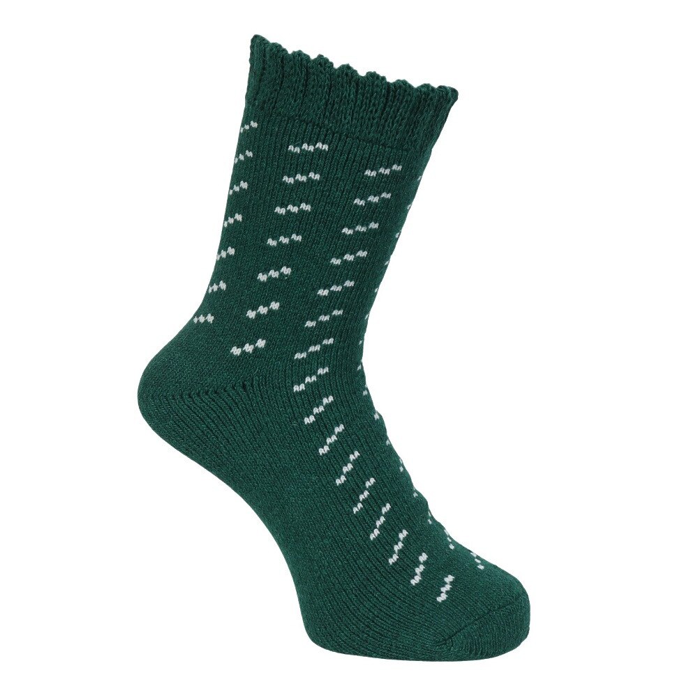 福助（メンズ）ルームソックス WARM HOME ニット柄 ミドル丈 3FR04W GRN 緑 25cm