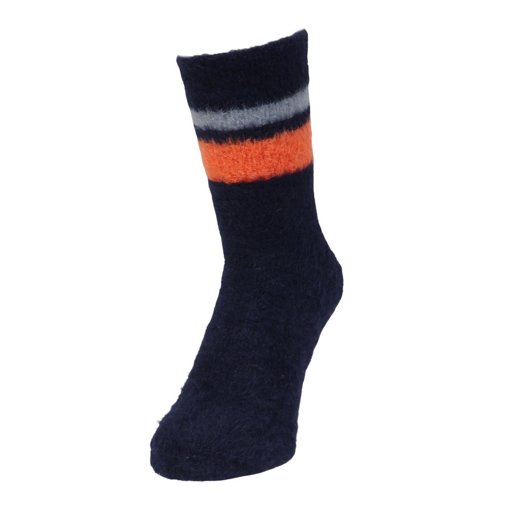 福助（メンズ）ルームソックス WARM HOME クルー丈 モヘヤ風 3FR06W BLU ネイビー 25㎝