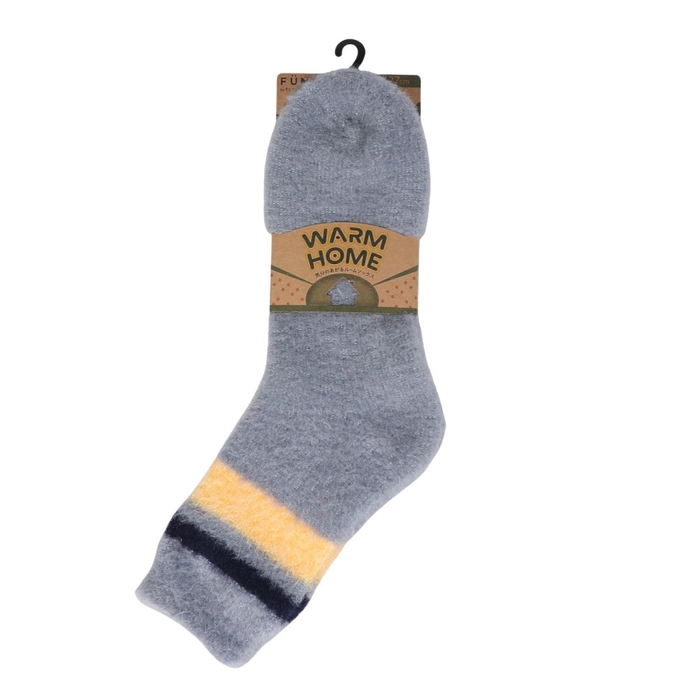 福助（メンズ）ルームソックス WARM HOME クルー丈 モヘヤ風 3FR06W DGR 25㎝