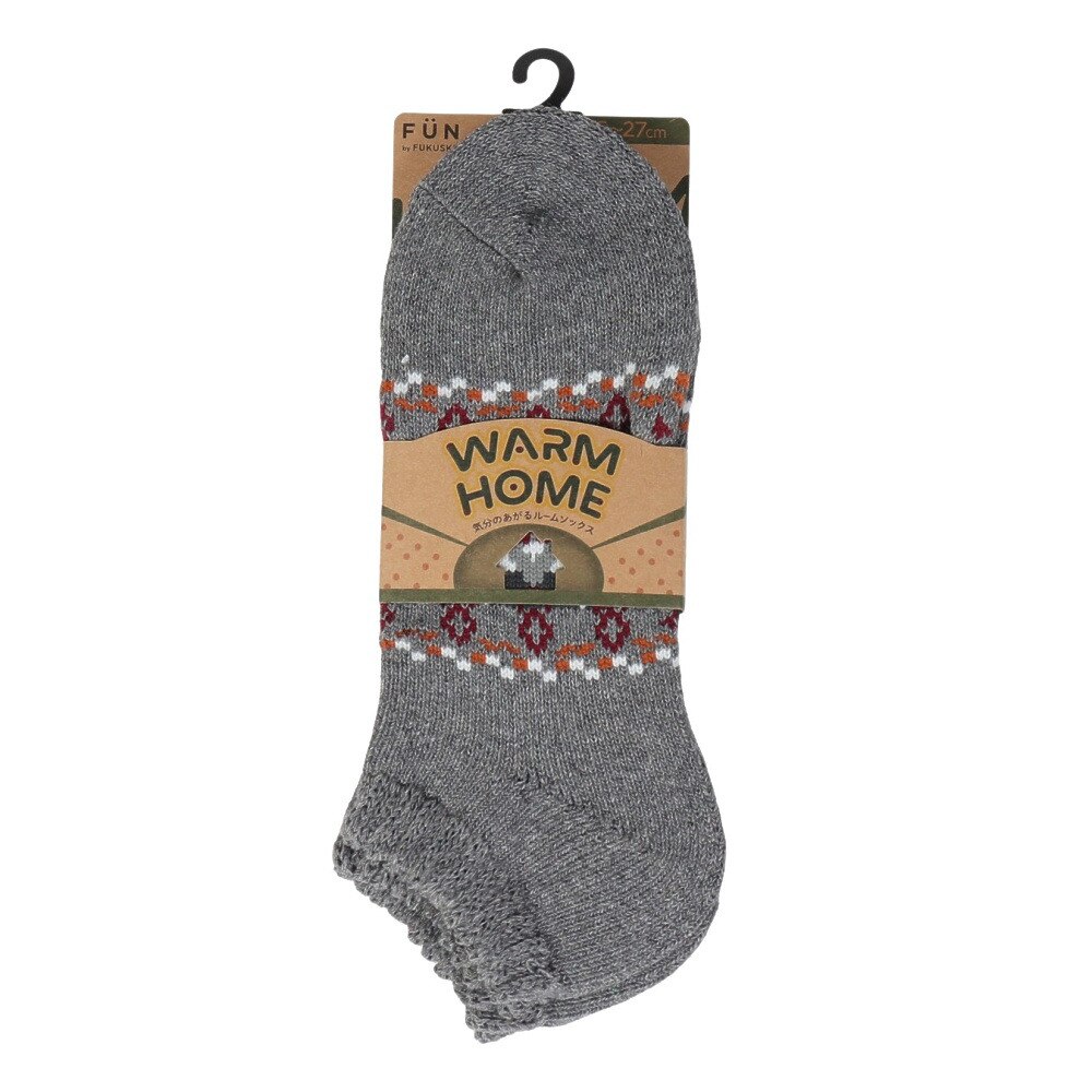 福助（メンズ）ルームソックス WARM HOME ショート丈 3FR01W GRYk グレー 25cm