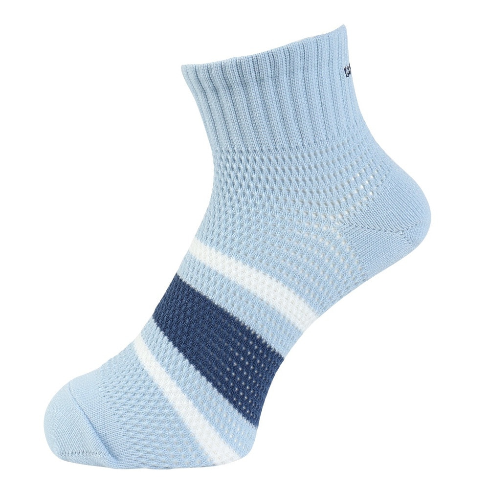 ヤックパック（YAK PAK）（メンズ）靴下 刺繍ライン SH ショートソックス ライトブルー 25-27センチ 34E15501Q 抗菌防臭 メッシュ おしゃれ 普段使い