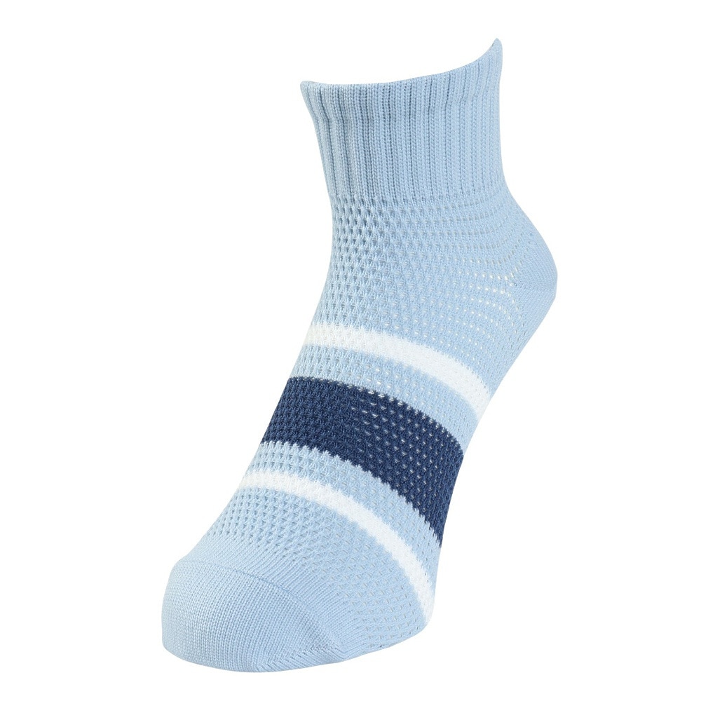 ヤックパック（YAK PAK）（メンズ）靴下 刺繍ライン SH ショートソックス ライトブルー 25-27センチ 34E15501Q 抗菌防臭 メッシュ おしゃれ 普段使い