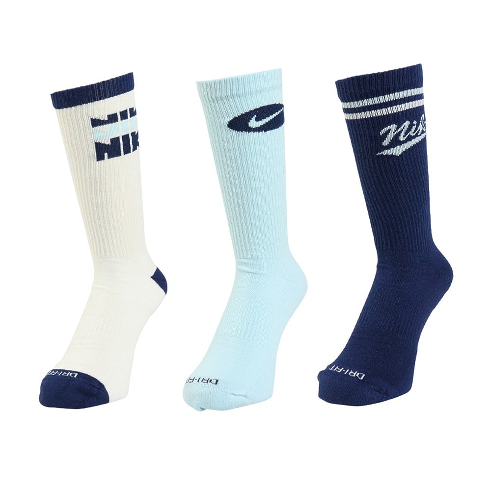 ナイキ（NIKE）（メンズ、レディース）靴下 ED PLS クルーソックス 3足組 LFESTL 144 21-27センチ HJ9336-902 新調 衣替え クルー丈 DRI-FIT 速乾 