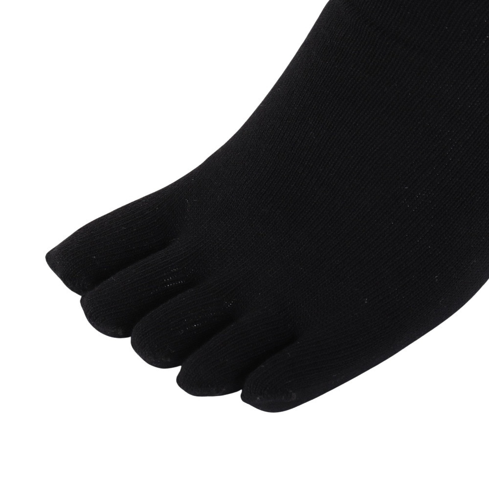 福助（メンズ）ふくらし 5本指 ボーダー ソックス 37779 BLK