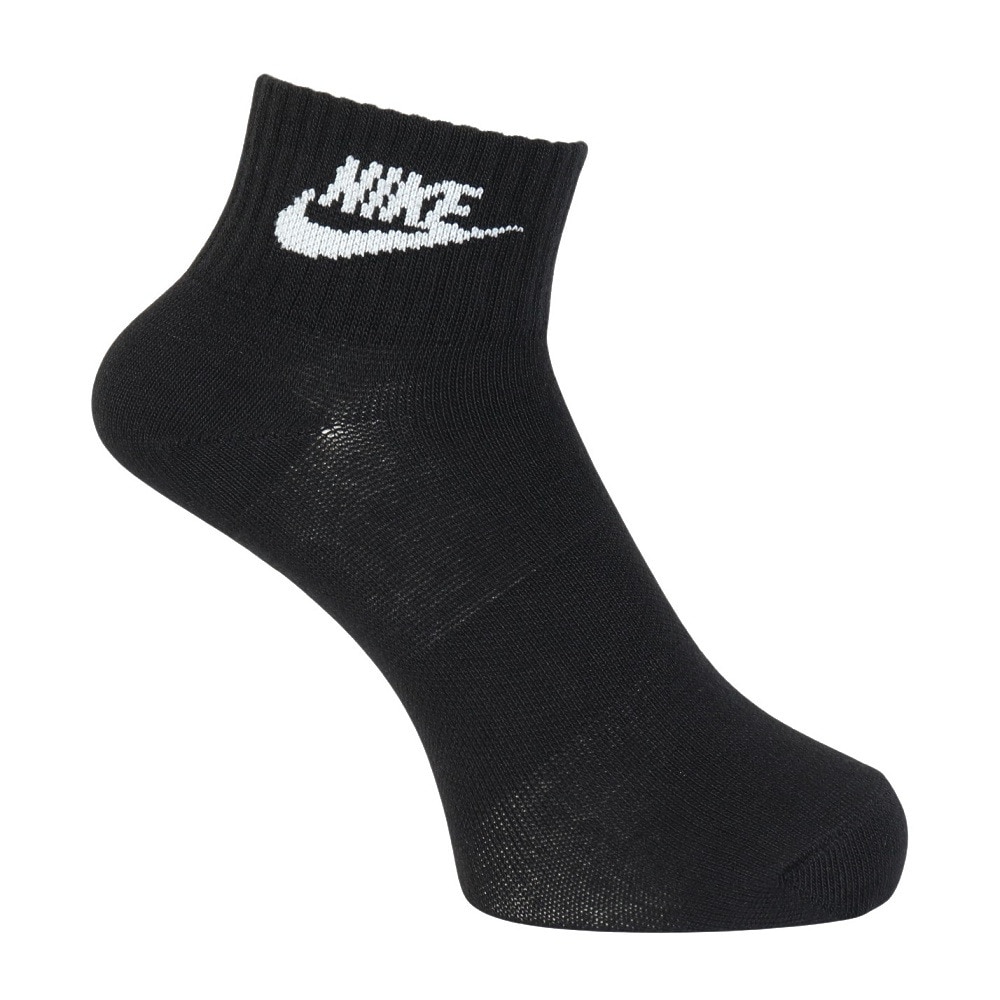 ナイキ（NIKE）（メンズ）靴下 エブリデイ エッセンシャル アンクル ソックス 3足組 黒 23-29センチ DX5074-010 カジュアル ロゴ 軽量 通気性 厚手