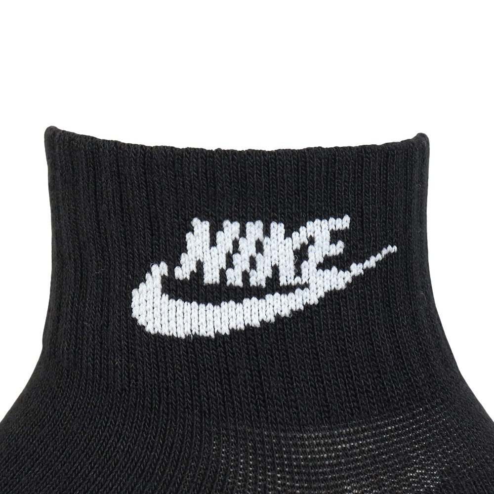 ナイキ（NIKE）（メンズ）靴下 エブリデイ エッセンシャル アンクル ソックス 3足組 黒 23-29センチ DX5074-010 カジュアル ロゴ 軽量 通気性 厚手