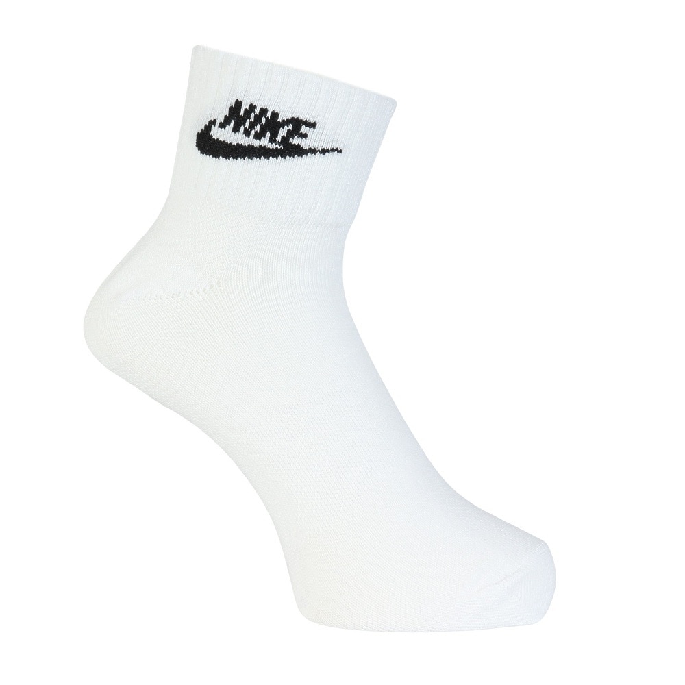 ナイキ（NIKE）（メンズ）靴下 エブリデイ エッセンシャル アンクル ソックス 3足組 白 23-29センチ DX5074-101 カジュアル ロゴ 軽量 通気性 厚手 学校 学生