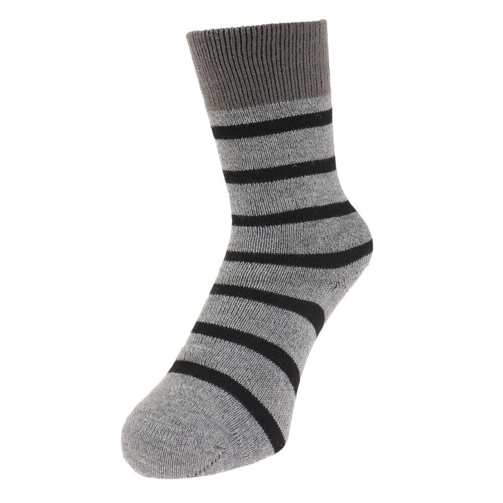 ノーブランド（NO BRAND）（レディース）ヒートクロス 二重編み 2足組ソックス ボーダー 23.0～25.0cm 895NN2OK0407 GRY