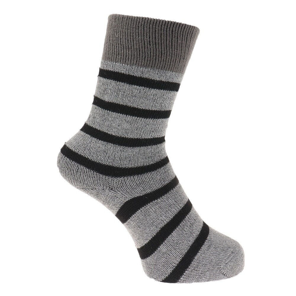 ノーブランド（NO BRAND）（レディース）ヒートクロス 二重編み 2足組ソックス ボーダー 23.0～25.0cm 895NN2OK0407 GRY
