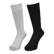 (レディース)ヒートクロス クルーソックス 底切り替え GRY/BLK 2足組 AB43AC1604 GRY22 防寒