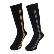 (レディース)ヒートクロス クルーソックス ストライプ NVY/BLK 2足組 AB43AC1605 NVY22 防寒