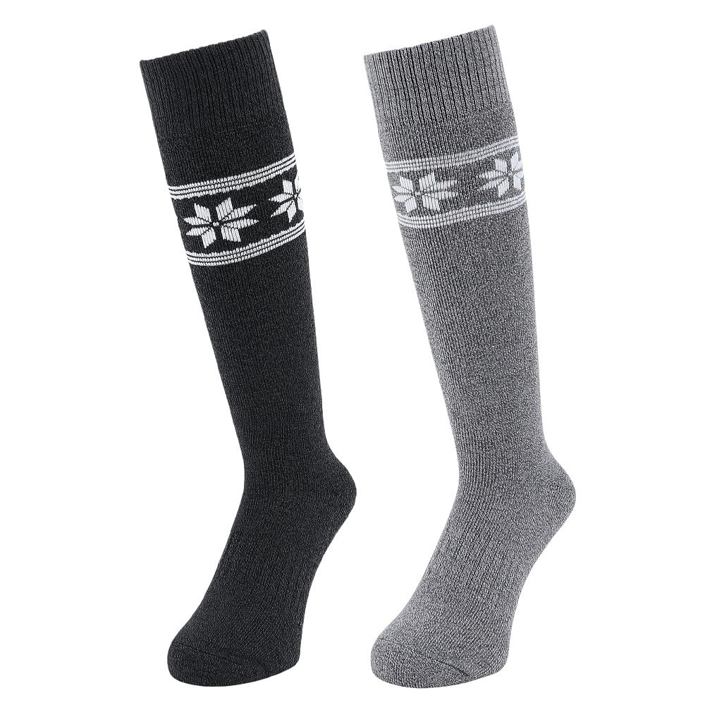 クー（Coo.）（レディース）ヒートクロス クルーソックス 2足組 GRYCGYユキ2 895Q4GSA0011 GRY22 22-25cm 抗菌防臭