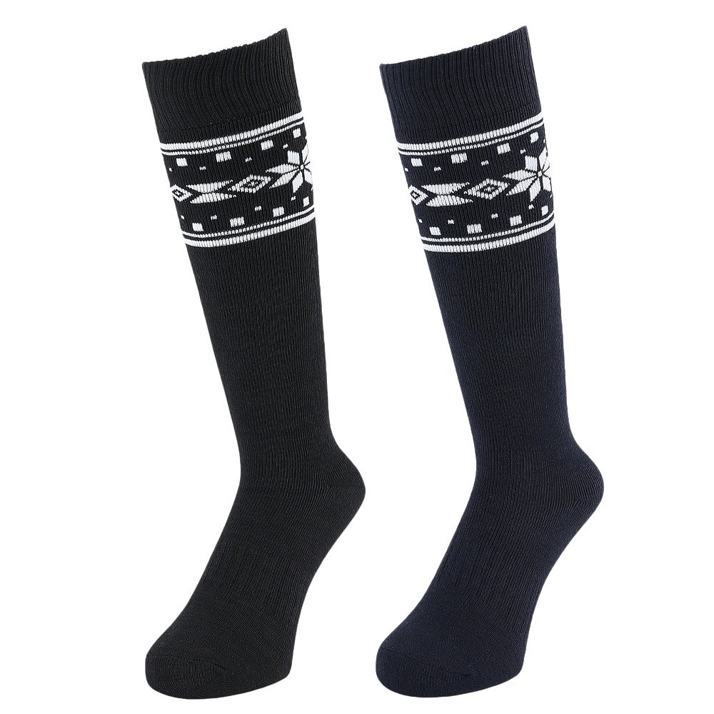 クー（Coo.）（レディース）ヒートクロス クルーソックス 2足組 NVYBLKユキ3 895Q4GSA0013 NVY22 22-25cm 抗菌防臭