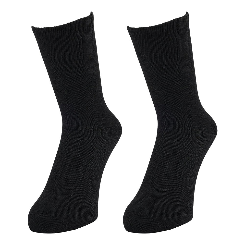 クー（Coo.）（レディース）3層構造 2足組 クルー丈 ソックス 895Q4GSA0080 BLK 黒  22-25cm