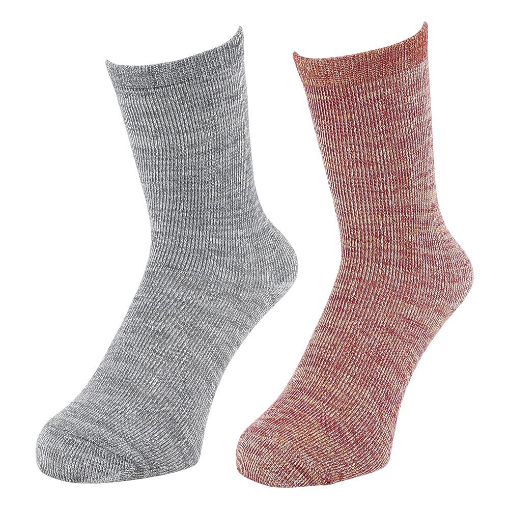 クー（Coo.）（レディース）3層構造 2足組 クルー丈 ソックス 895Q4GSA0082 RED 22-25cm
