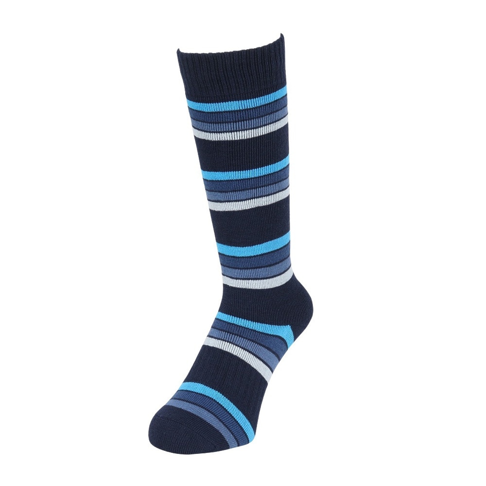 クー（Coo.）（レディース）靴下 クルーソックス HEAT-X 2足組 ネイビー×グレー ボーダー 22.0～25.0センチ 895CO5GSA0062 NVY22