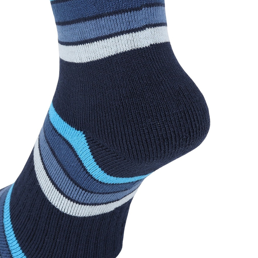 クー（Coo.）（レディース）靴下 クルーソックス HEAT-X 2足組 ネイビー×グレー ボーダー 22.0～25.0センチ 895CO5GSA0062 NVY22