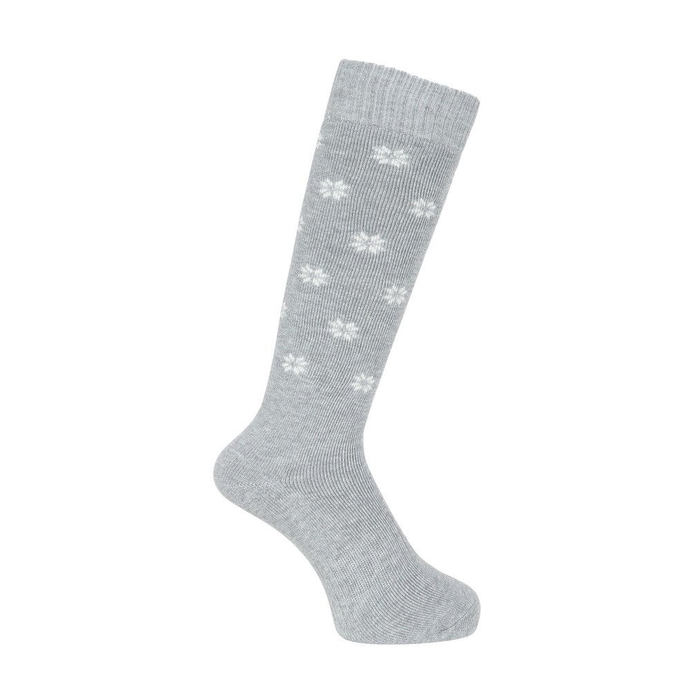 クー（Coo.）（レディース）靴下 クルーソックス HEAT-X 2足組 ネイビー×グレー ユキドット22.0～25.0センチ 895CO5GSA0063 GRY22