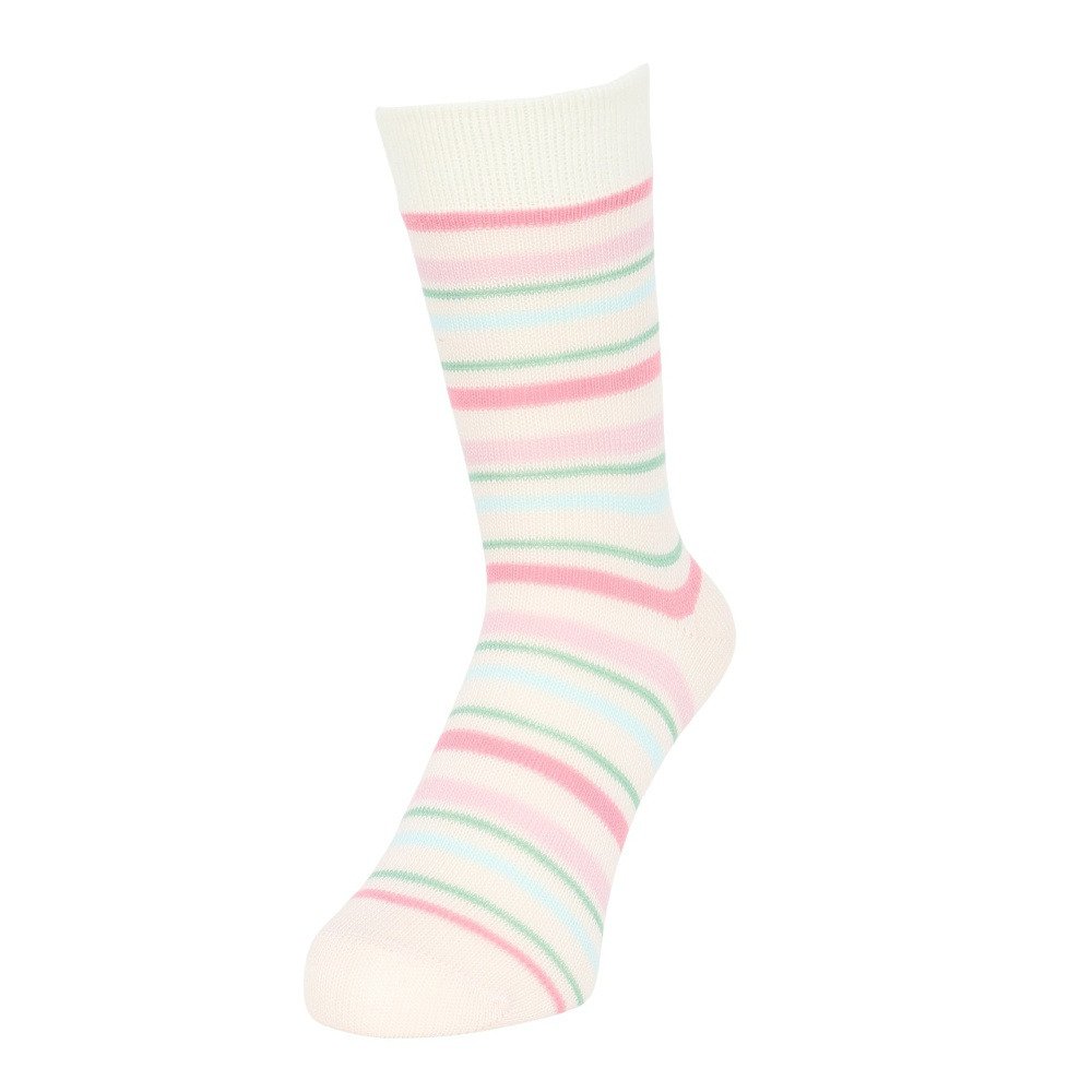 クー（Coo.）（レディース）ミドルソックス ヒートクロス 二重編み ボーダー 2足組 895CO5GSA0101 PNK