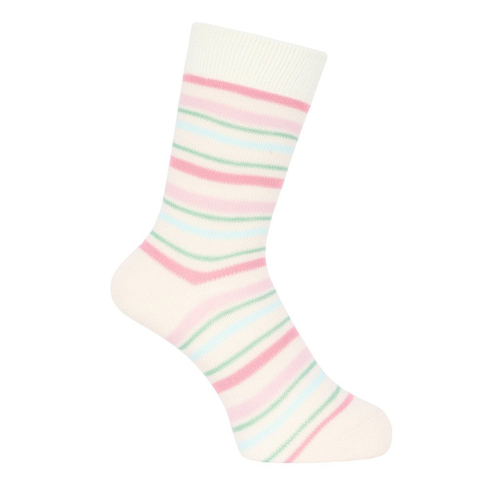 クー（Coo.）（レディース）ミドルソックス ヒートクロス 二重編み ボーダー 2足組 895CO5GSA0101 PNK