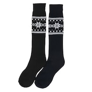 エアボーン（ARBN）（レディース）ヒートクロス 2足組 雪柄 ロングソックス AB33AC1454 BLK 22～25cm