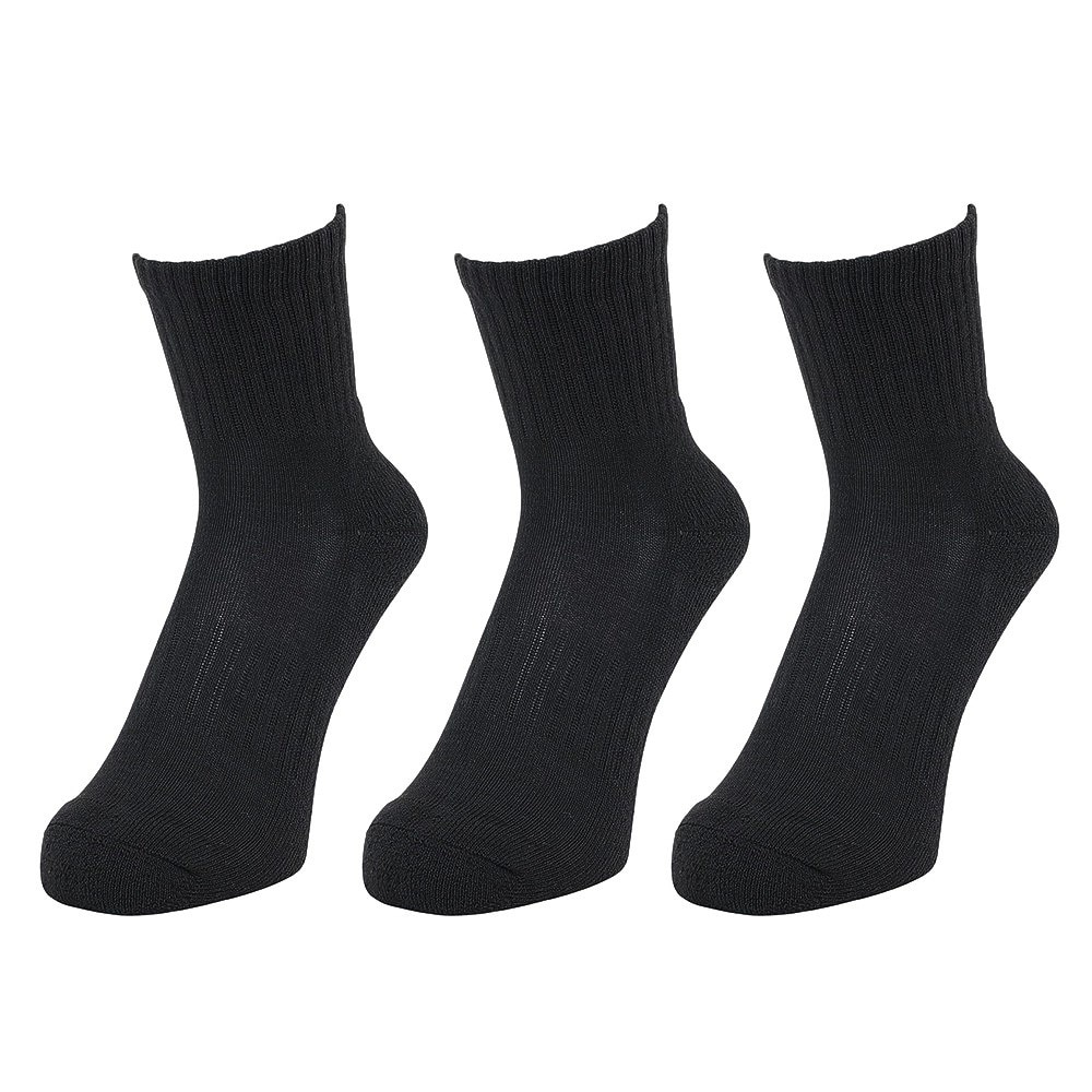クー（Coo.）（レディース）ヒートクロス 3足組 アンクル丈 ソックス 895Q4GSA0055 BLK 黒 22-25cm 抗菌防臭