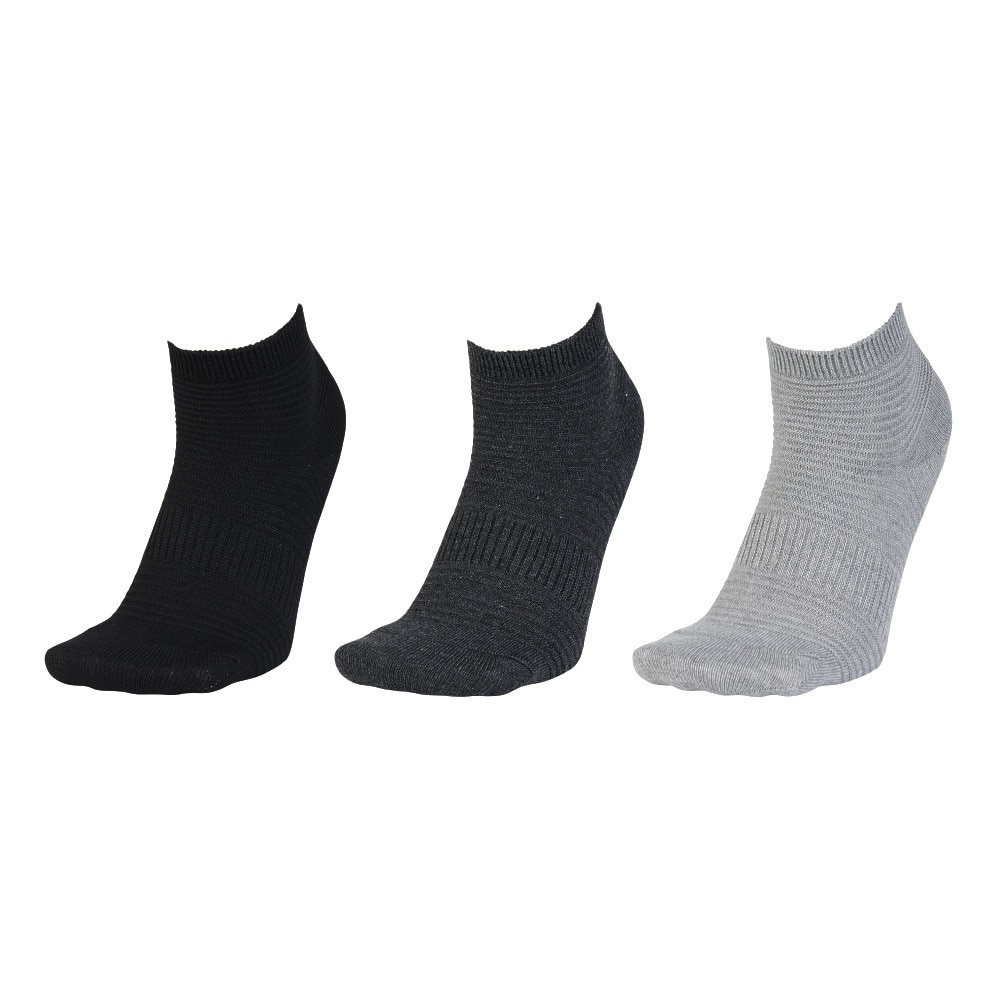 クー（Coo.）（レディース）消臭アンクル丈ソックス 3足組 GRYCGRYBLK 22-25センチ 895CO5GSA0033 GRY 吸汗速乾 消臭 防臭 抗菌 新調 新学期 新生活 