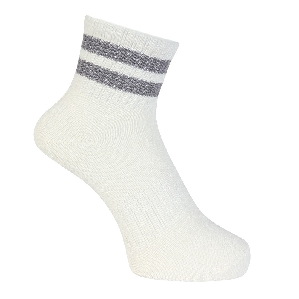 クー（Coo.）（レディース）靴下 アンクル丈ソックス 3足組 LGYDGYBLU 22-25センチ 895CO5GSA0044 LGY ラインソックス 抗菌 防臭 シンプル カジュアル 新調 