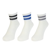 (レディース)靴下 アンクル丈ソックス 3足組 LGYDGYBLU 22-25センチ 895CO5GSA0044 LGY ラインソックス 抗菌 防臭 シンプル カジュアル 新調
