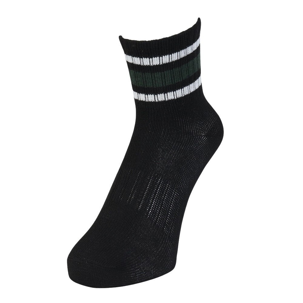 クー（Coo.）（レディース）靴下 アンクル丈ソックス 3足組 BLKWHTOFF 22-25センチ 895CO5GSA0047 BLK ラインソックス 抗菌 防臭 シンプル カジュアル 新調 